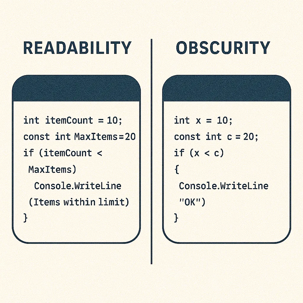Readability vs obscurity